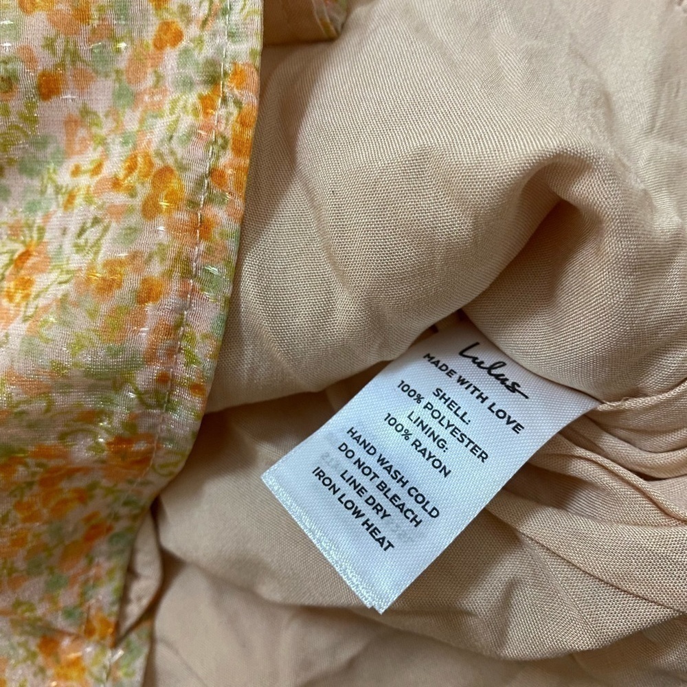 🆕Lulus - Ruche Toward Spring Orange Floral Print Ruched Mini Skirt - Picture 7 of 10